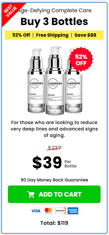 Luminara Skincare Rewind 180-day supply serum bottle pack
